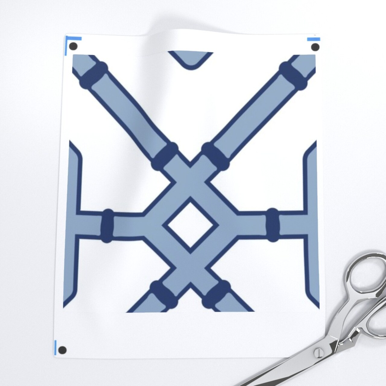 Chinoiserie Trellis Blue White Maximalist Lattice Grandmillennial Custom Printed Fabric by Spoonflower Various Fabrics by the Yard or Fat Quarter